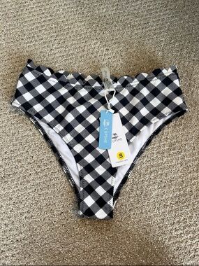 Cupshe Black & White Gingham Bikini Bottoms